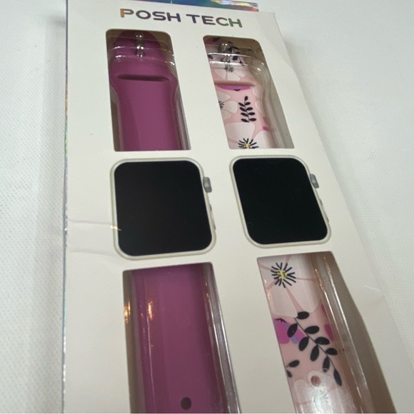 Purple Floral and Purple 2-Piece Silicone Band for Apple Watch 42mm - Picture 3 of 8